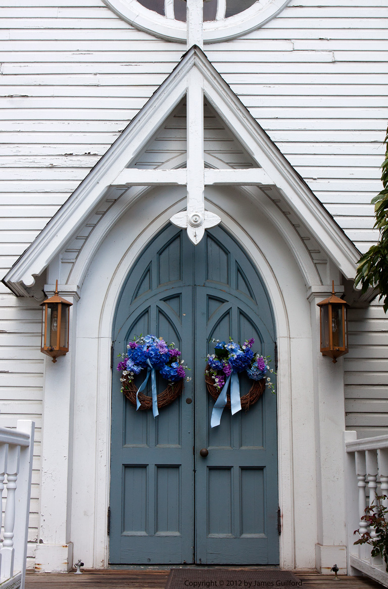 Photo: Main entrance of a church in Peninsula, Ohio. Photo by James Guilford.