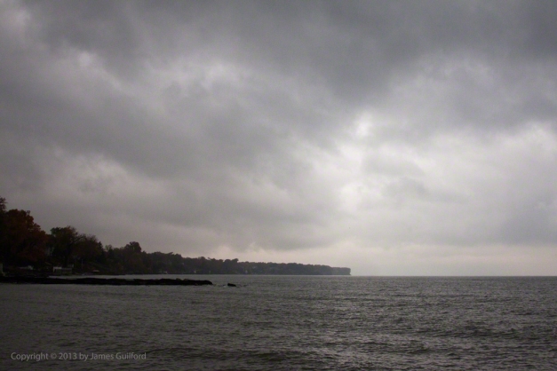 Photo: Rain clouds over Lake Erie on a November morning. Photo by James Guilford.