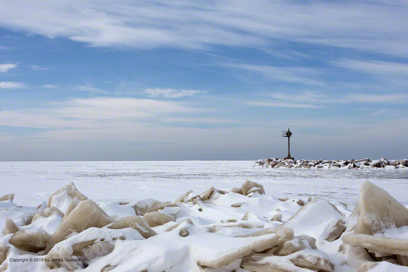 Photo: Ice plates and snow at Lakeview Park, Lorain, Ohio. Photo by James Guilford.