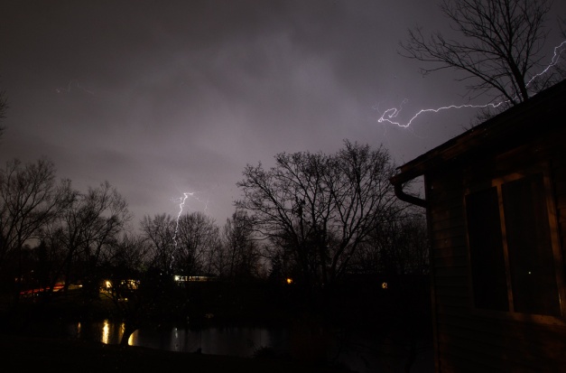 Photo: Lightning arcs in March Thunderstorm - Cloud-to-Cloud. Photo by James Guilford.